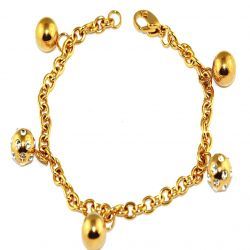 Pulseira de Aço com Ouro Modelo Berloque