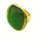 Anel Aço 316L com Ouro 18K e Jade - 01571